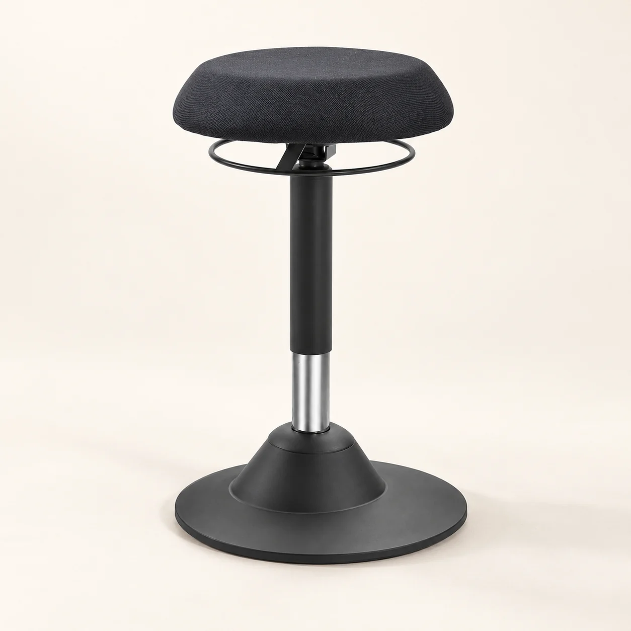 Charcoal C16F-3 round seat stool with a black rocking base